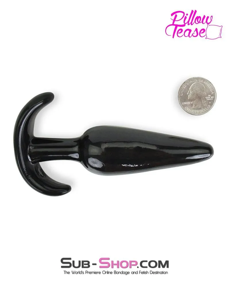 0350E      Medium Black Slim Jelly Anal Plug