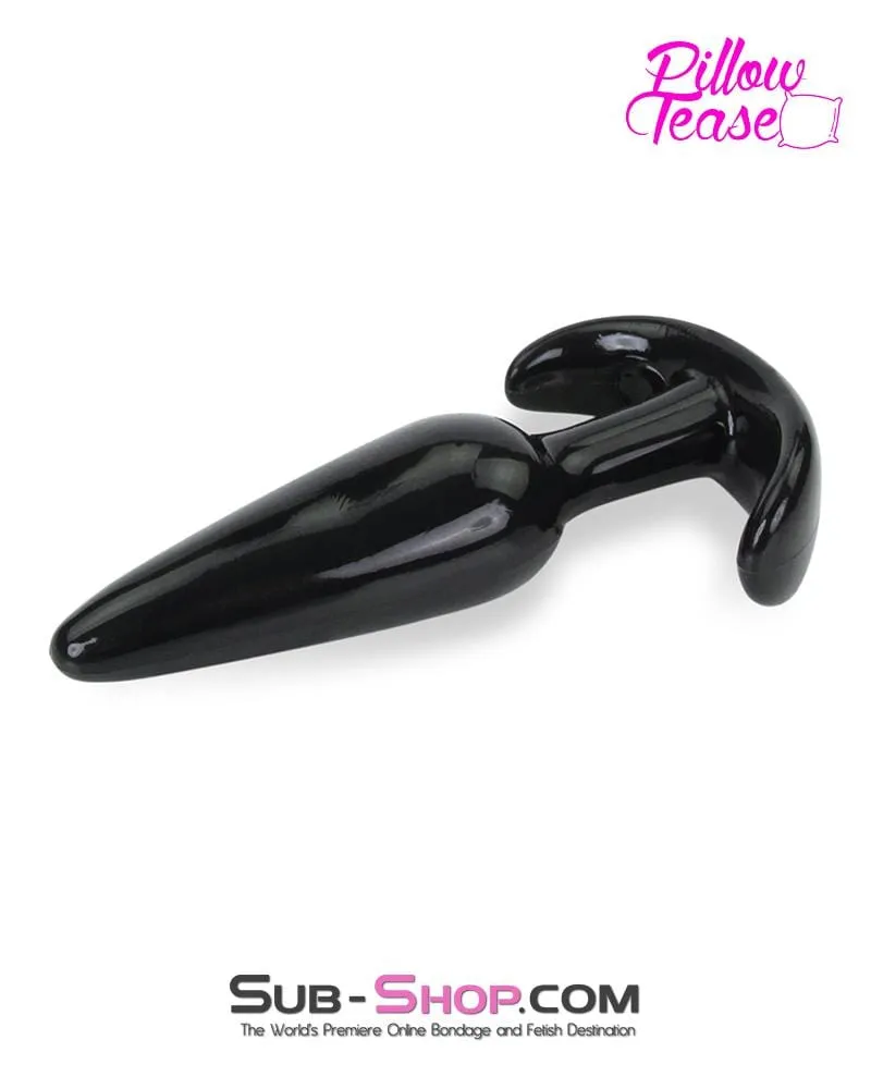 0350E      Medium Black Slim Jelly Anal Plug