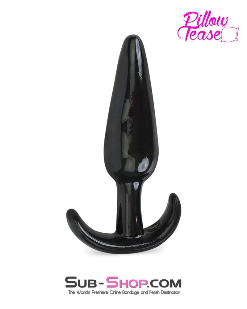 0350E      Medium Black Slim Jelly Anal Plug