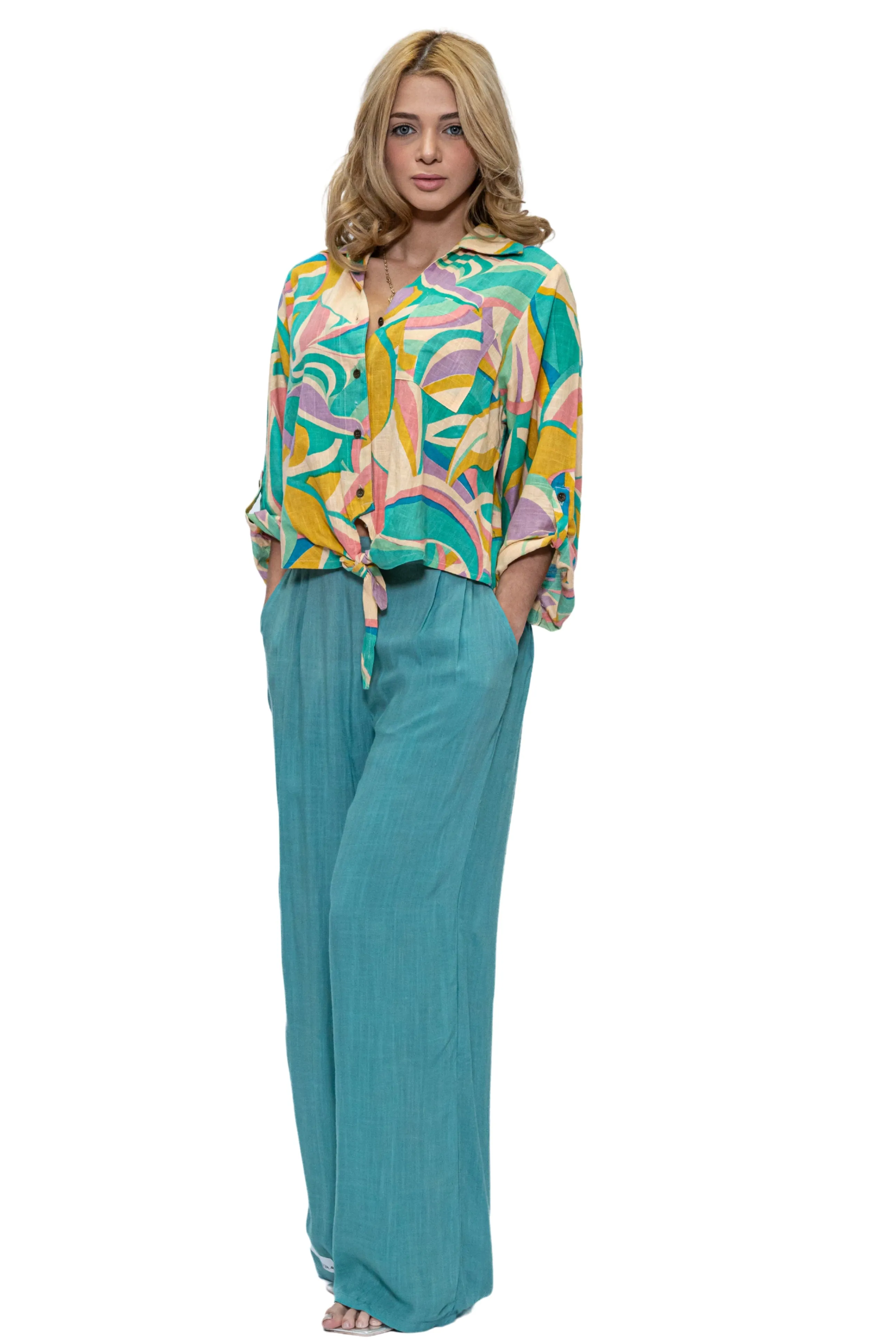 1012 Solid Rayon Pants