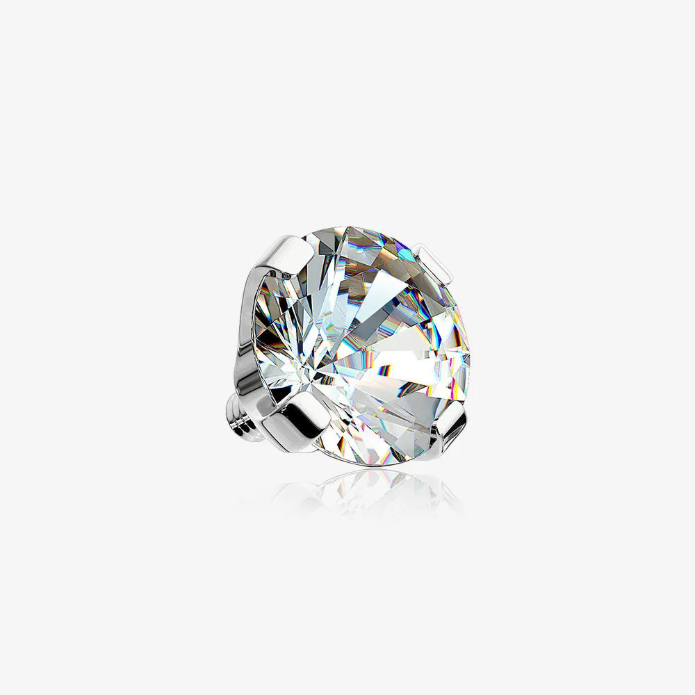 14 Karat White Gold Round Prong Set Gem Dermal Anchor Top Part