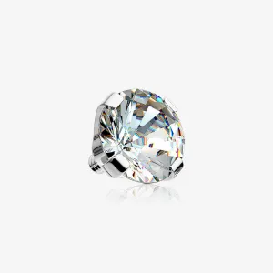 14 Karat White Gold Round Prong Set Gem Dermal Anchor Top Part