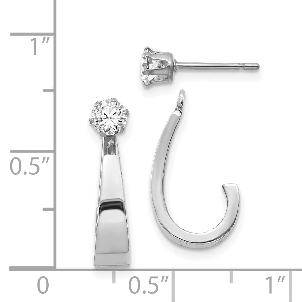 14k White Gold J Hoop Earring Jackets with C.Z Earrings