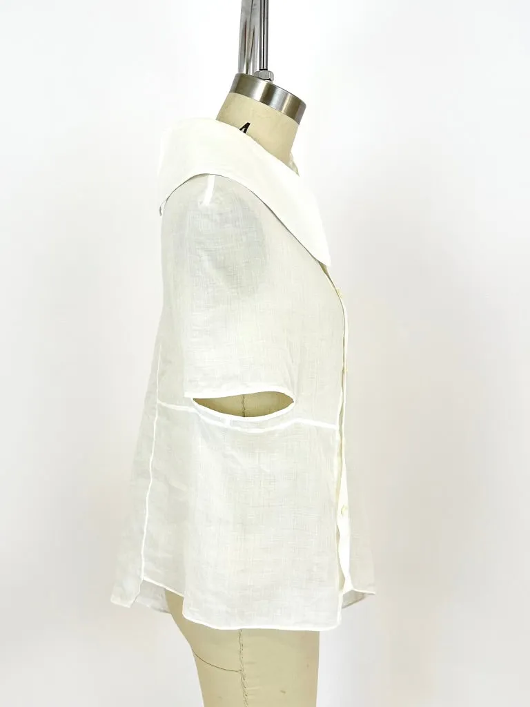 2013 Junya Watanabe Linen Asymmetrical Blouse