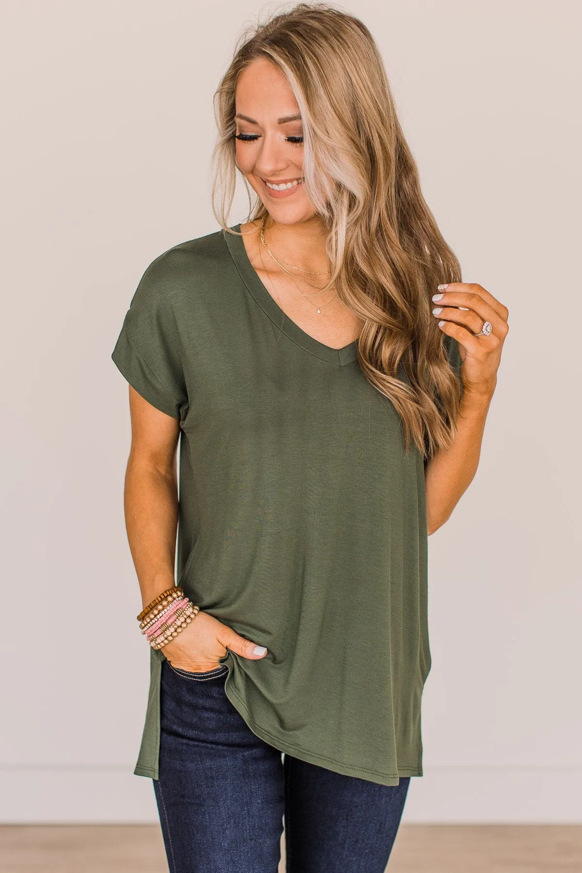 All Your Own Short Sleeve Top- Dark Olive