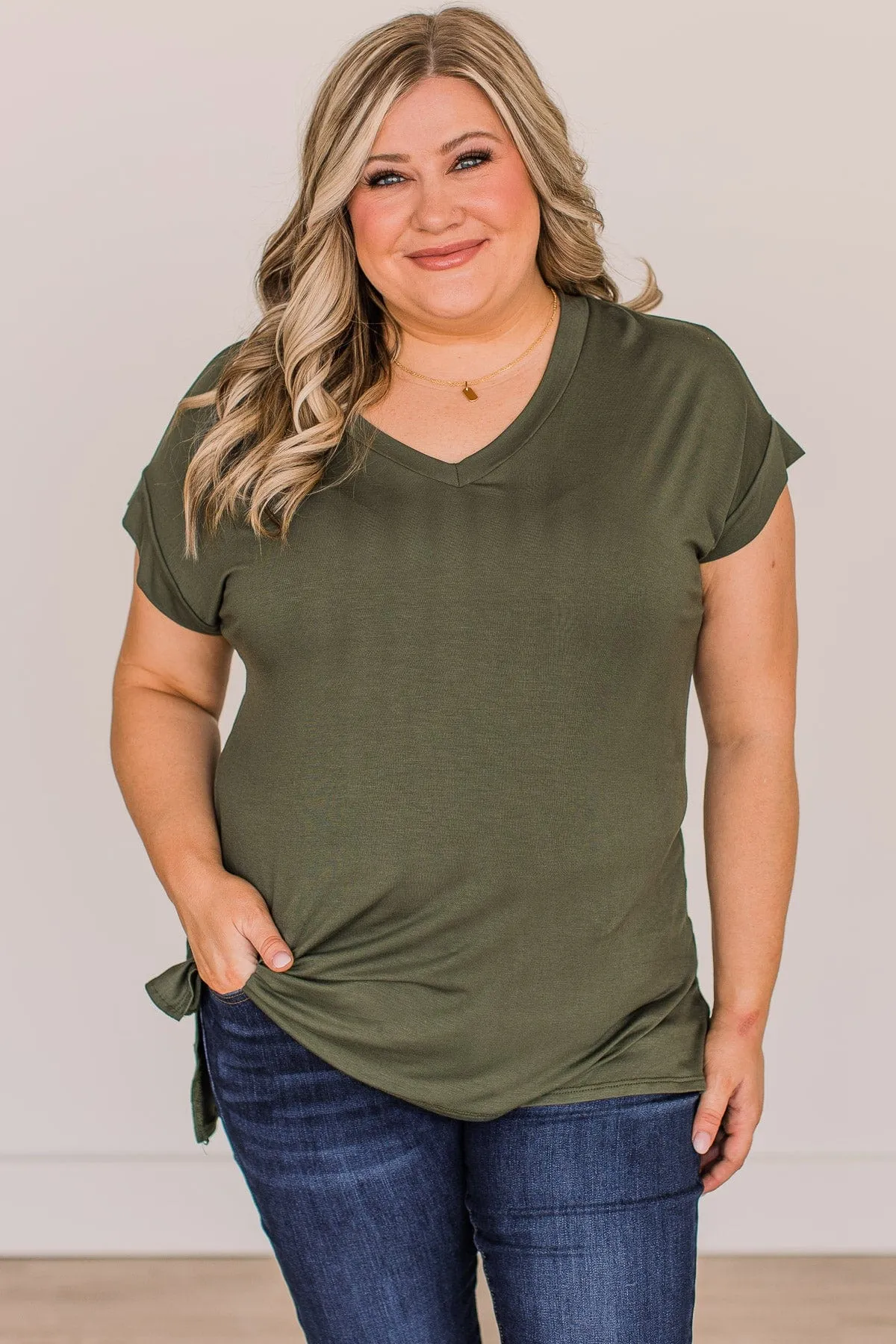 All Your Own Short Sleeve Top- Dark Olive