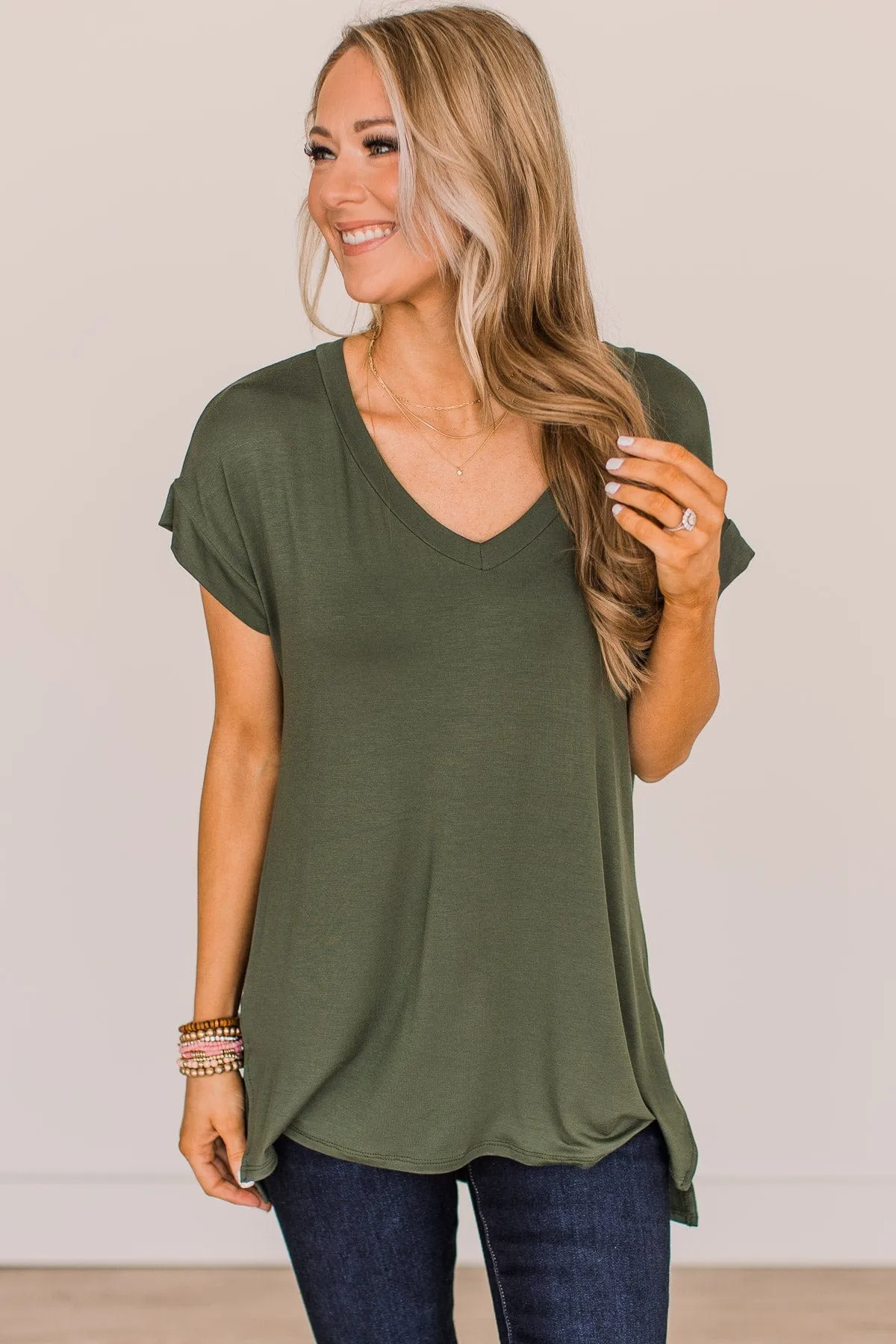 All Your Own Short Sleeve Top- Dark Olive