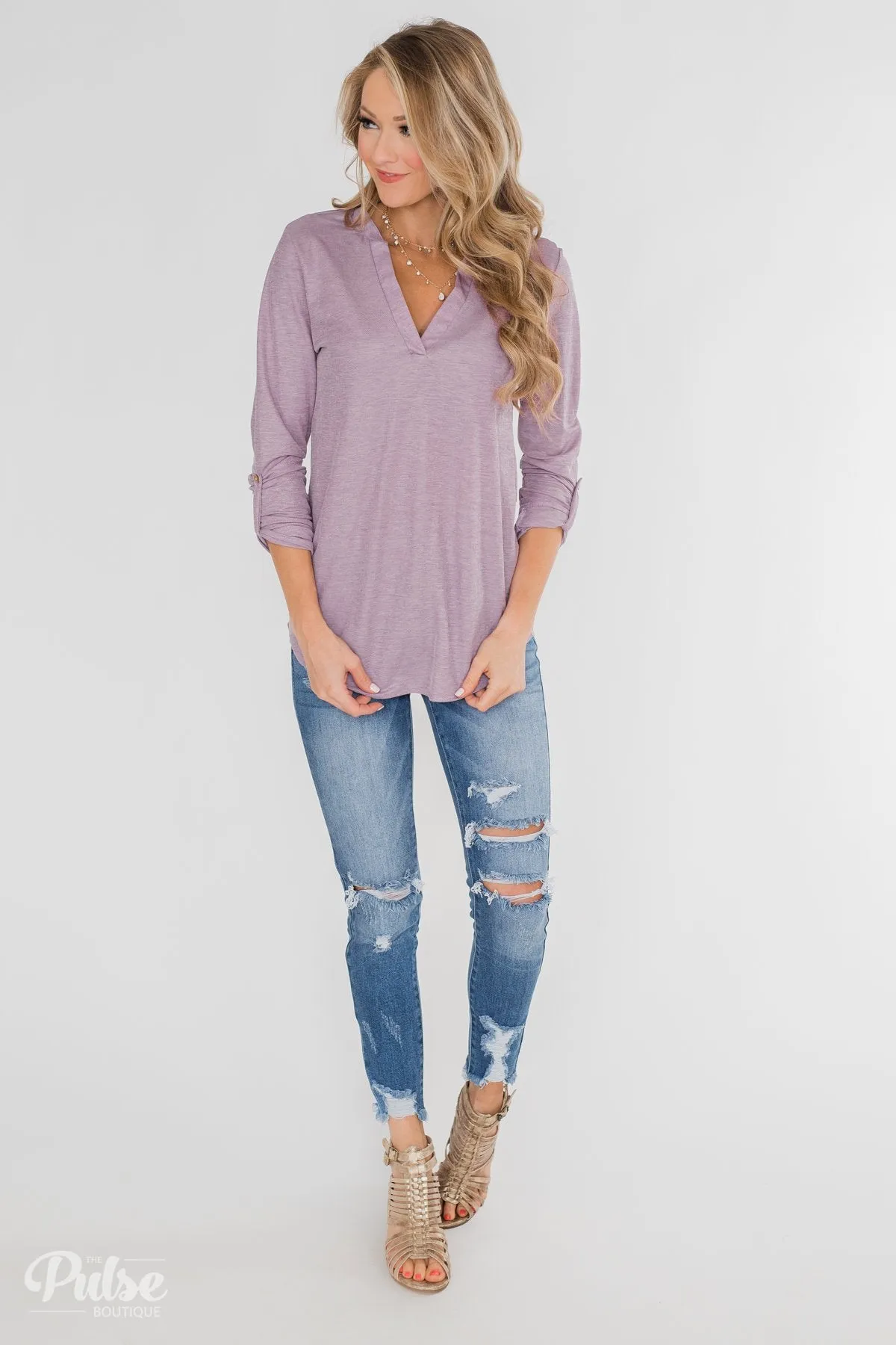 Always Be True V-Neck Top - Purple