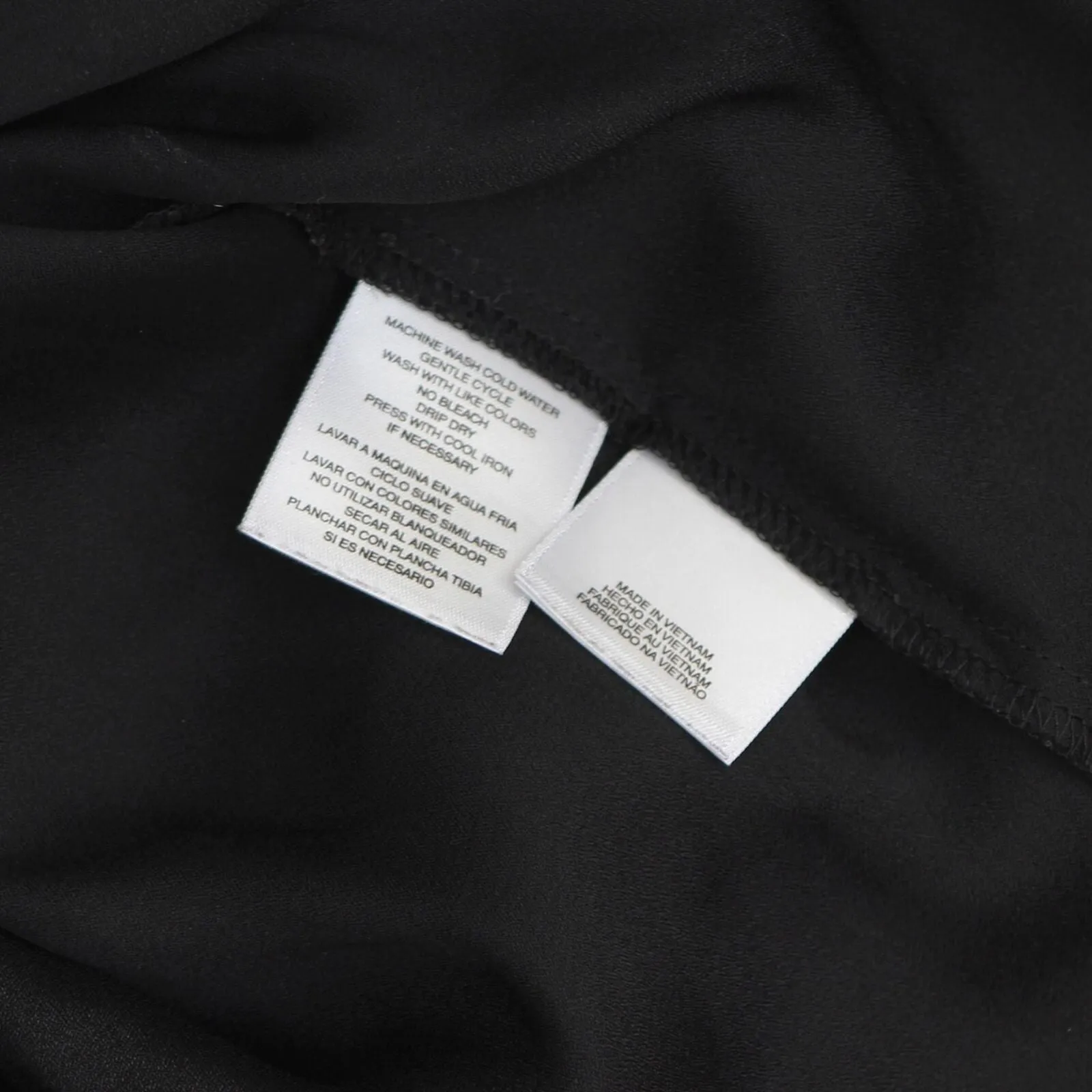 Anne Klein Womens V-Neck Large Neck Tie Woven Blouse Shirt Top Black 14