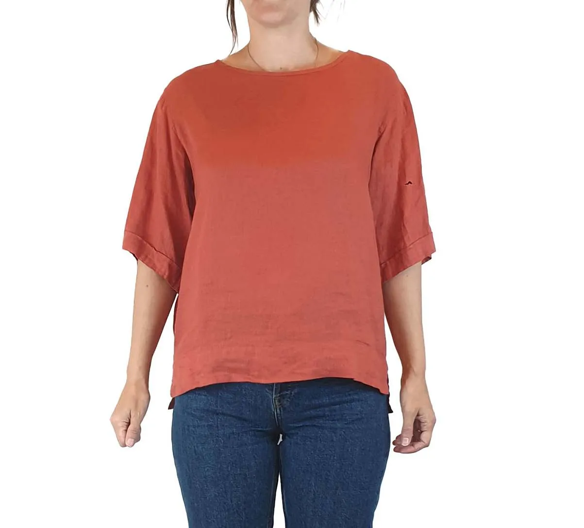 Assembly Label red linen half sleeve top