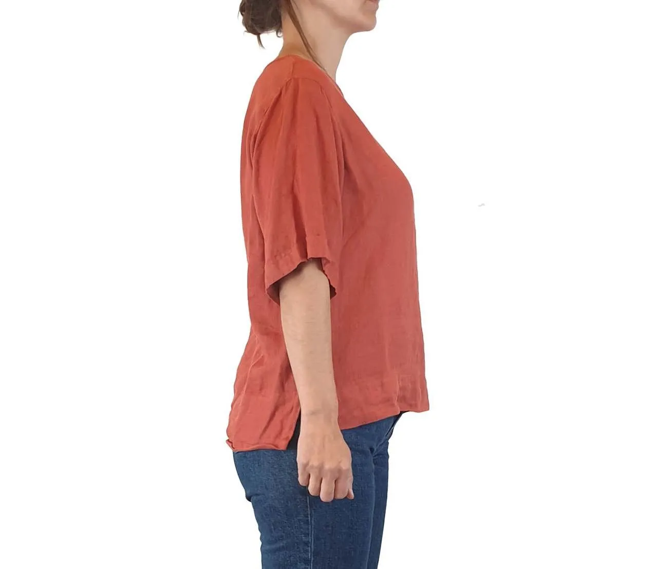 Assembly Label red linen half sleeve top