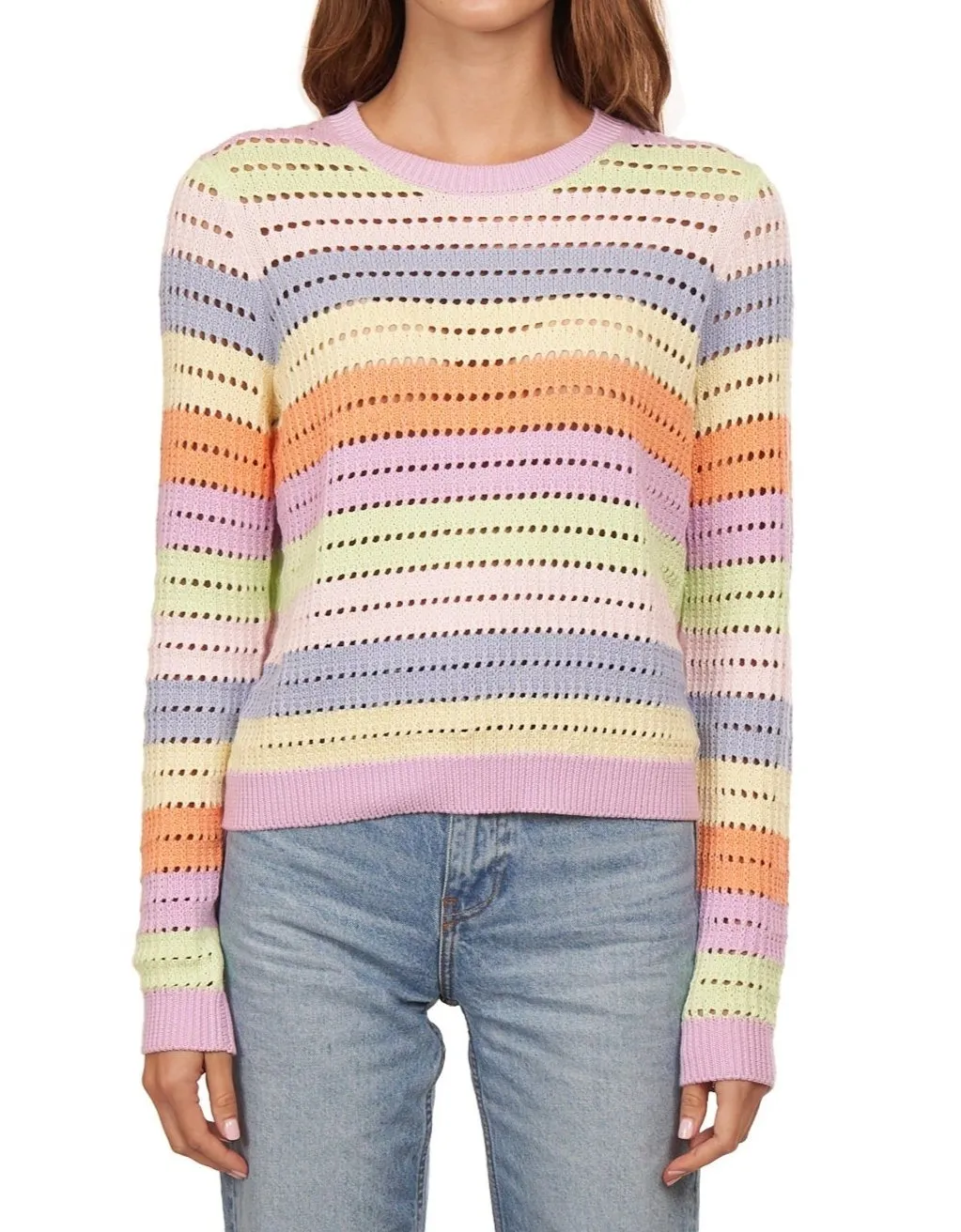 Autumn Cashmere Rainbow Pointelle Stripe Sweater