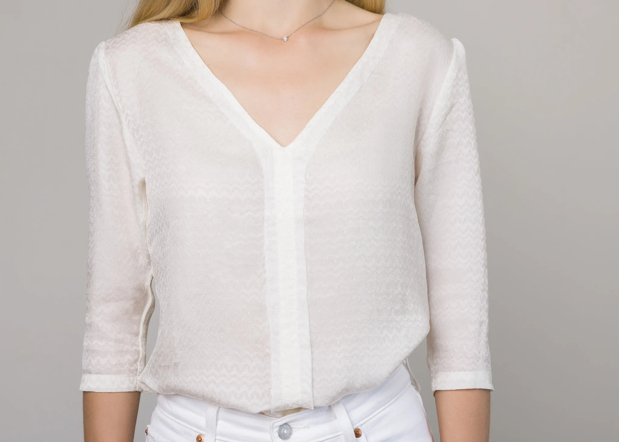 Ava V-Neck Blouse Ivory