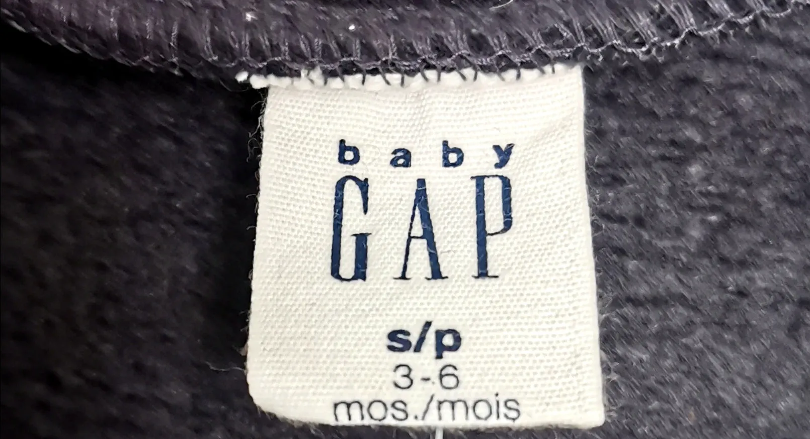 BABY BOY SIZE 3/6 MONTHS - Baby GAP, Navy Blue Fleece Zippered Jacket EUC B30