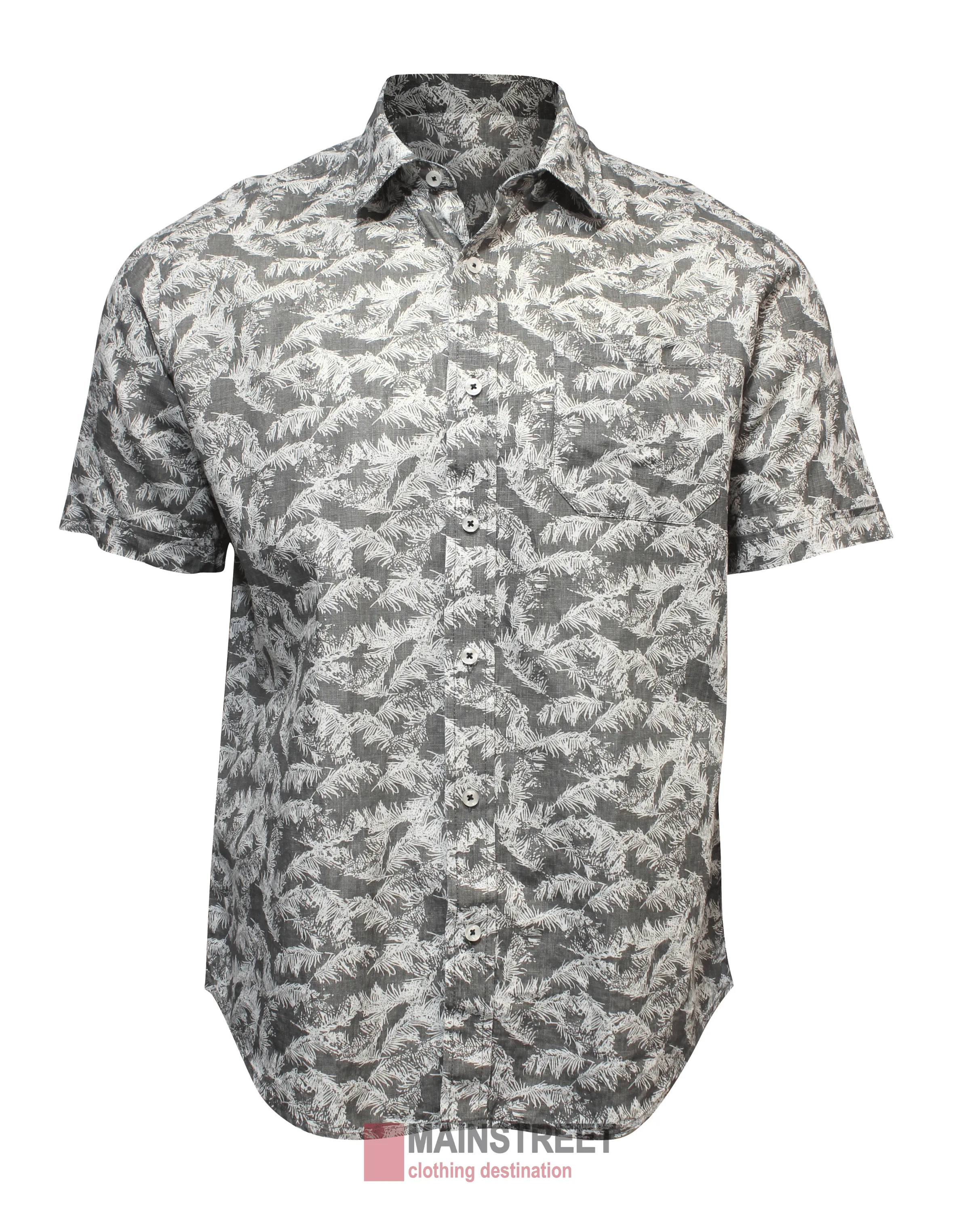 Back Bay Linen Print Short Sleeve Shirt