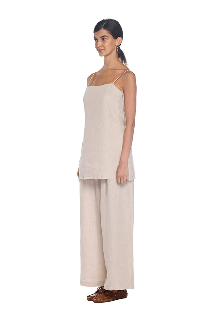 Beige Linen Spaghetti Tunic
