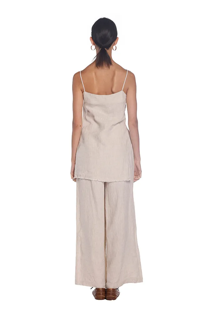 Beige Linen Spaghetti Tunic
