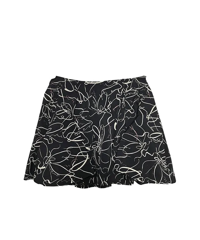 BENECIA 12 Drawing Flared Skirt - Black
