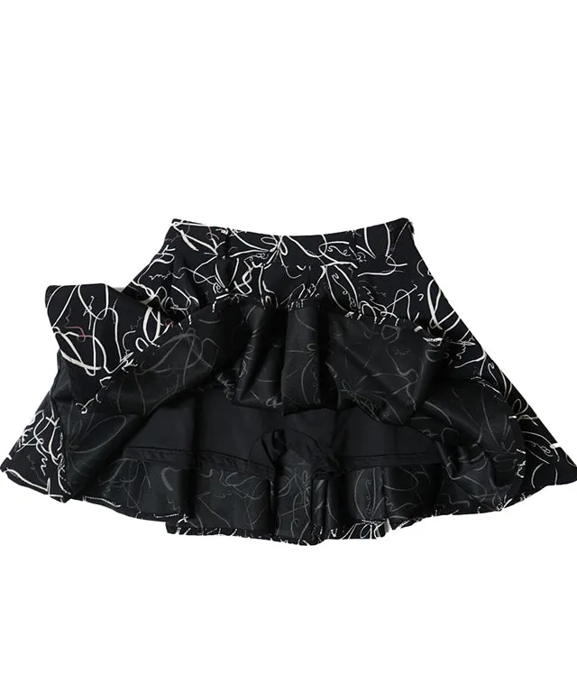 BENECIA 12 Drawing Flared Skirt - Black