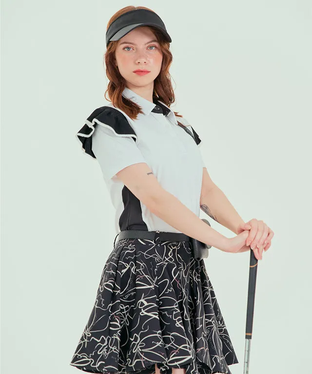 BENECIA 12 Drawing Flared Skirt - Black