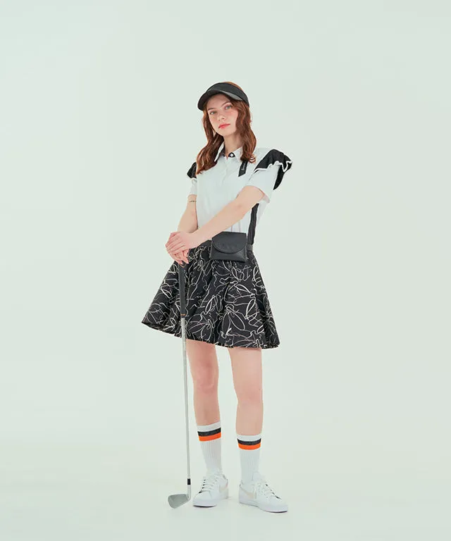 BENECIA 12 Drawing Flared Skirt - Black