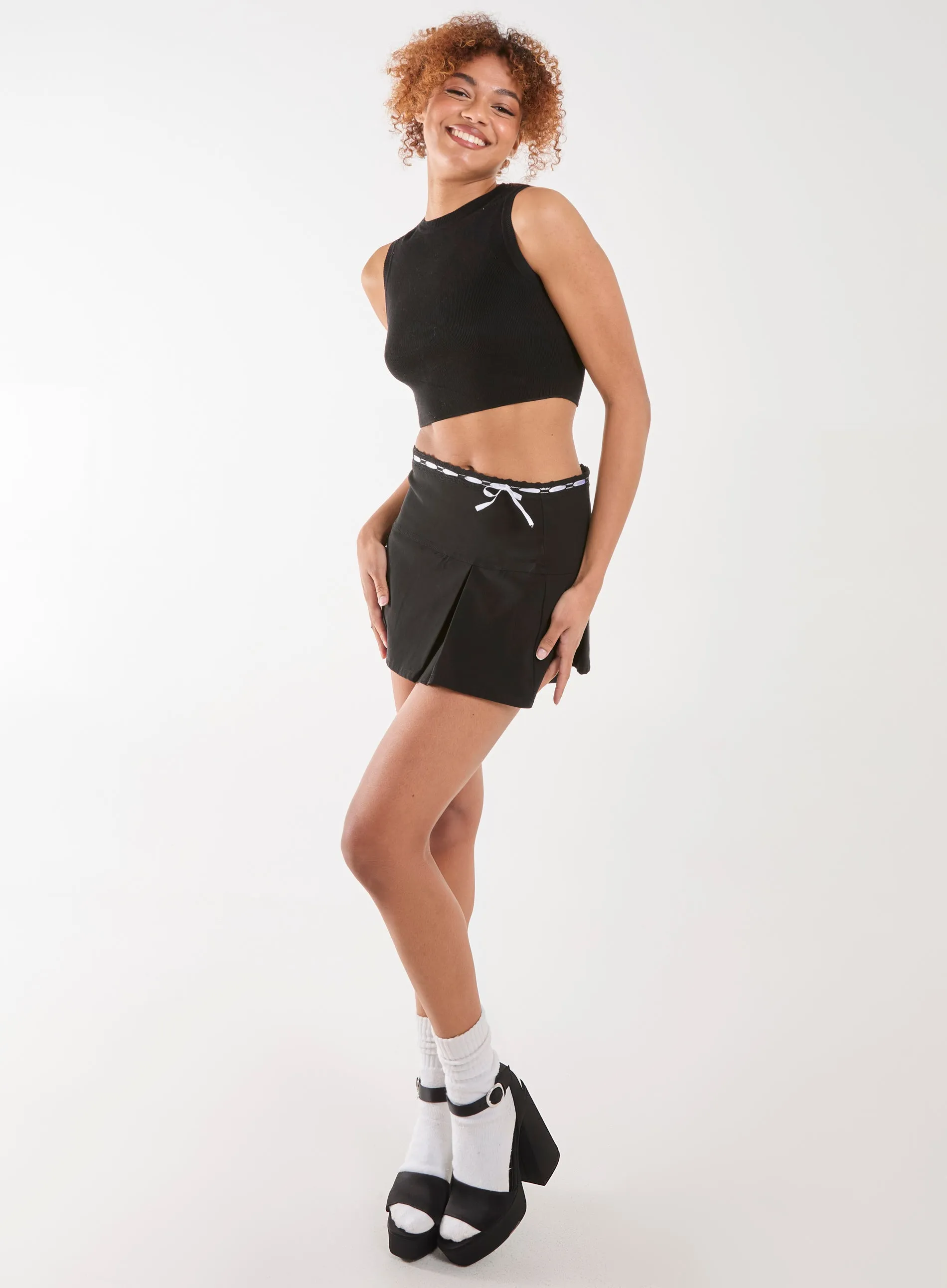 Bengaline Bow Detail Mini Skirt