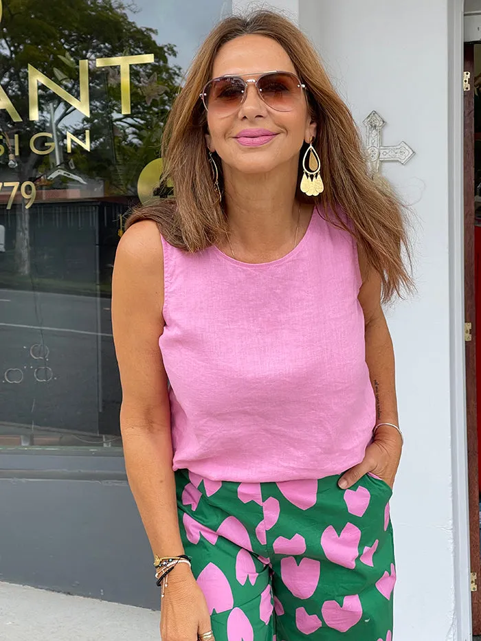 Bianca Button Back Linen Tank