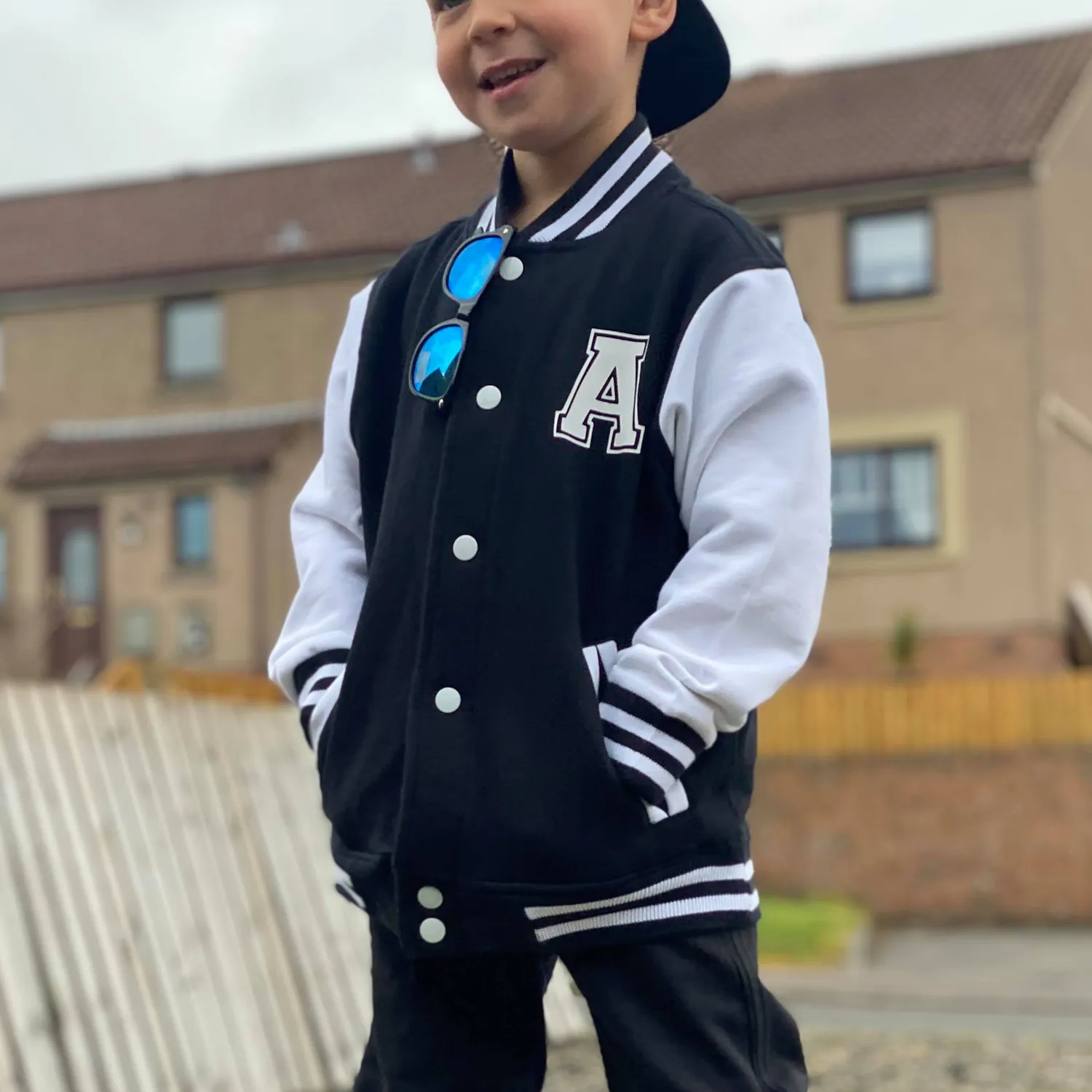 Black & White Personalised Initial Varsity / Letterman Jacket