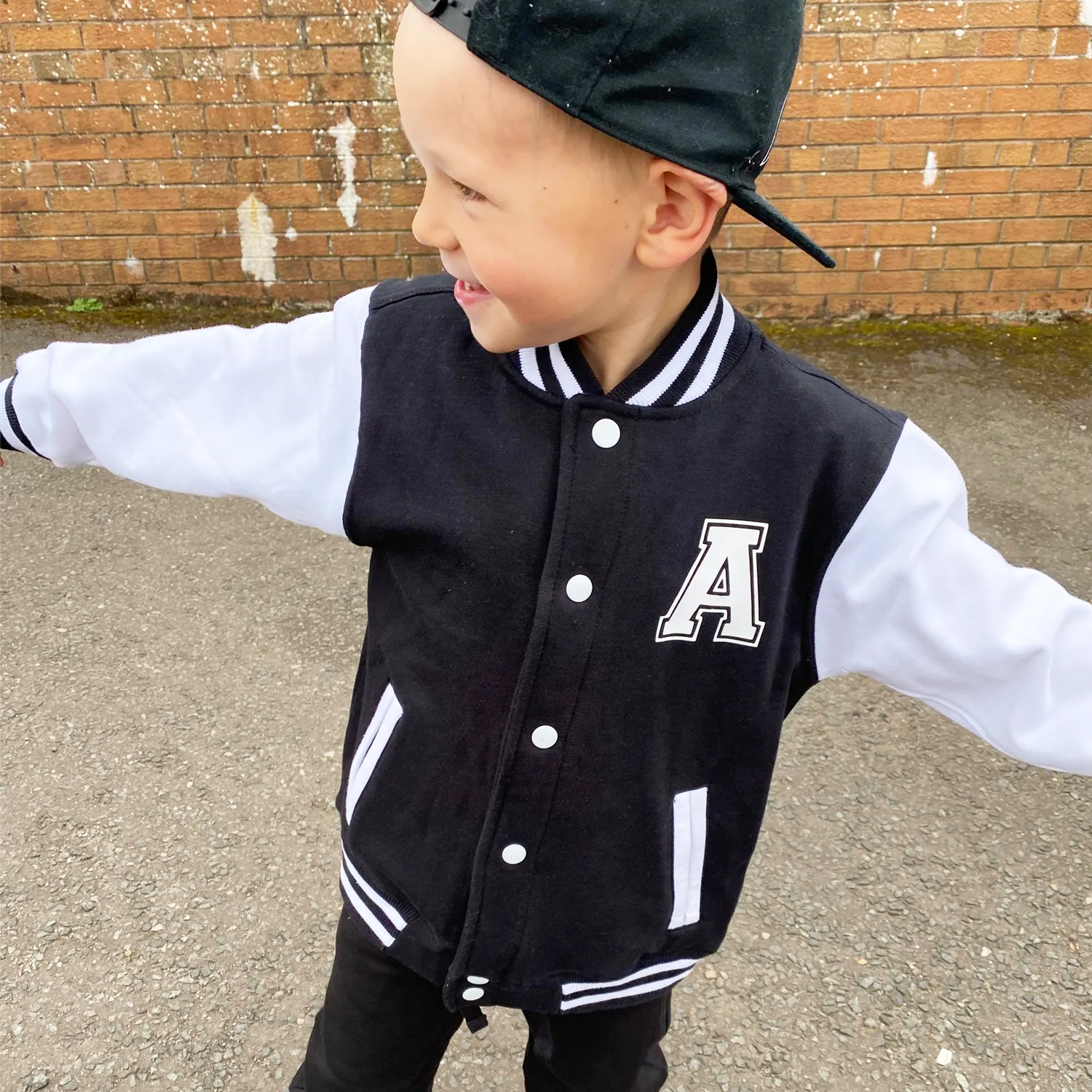 Black & White Personalised Initial Varsity / Letterman Jacket