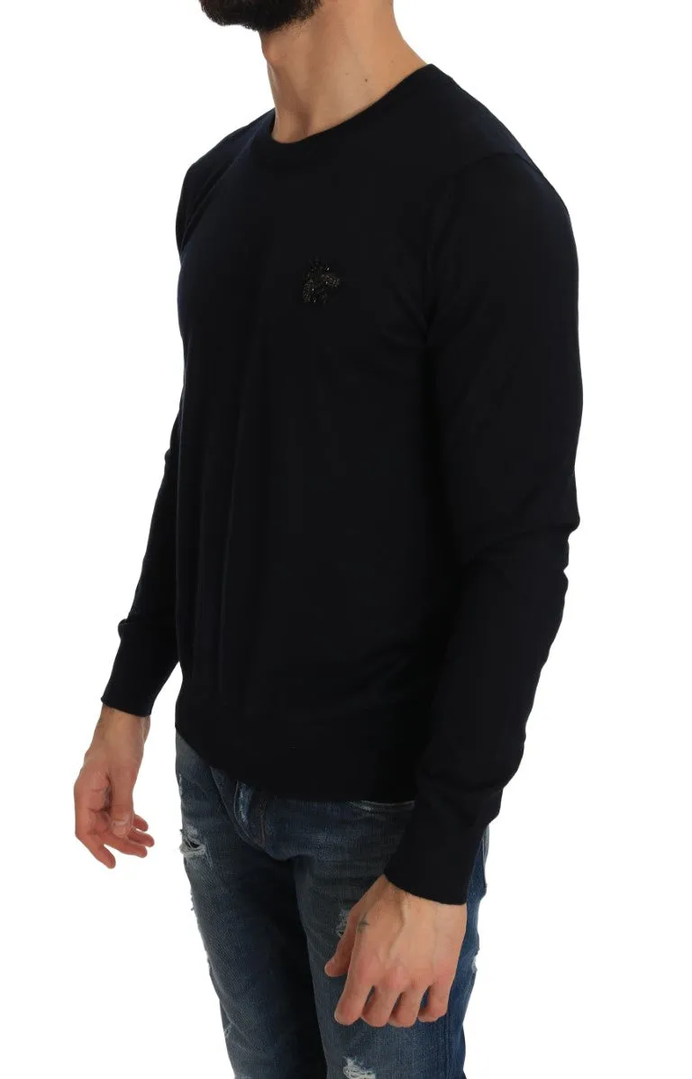 Blue Cashmere Royal Bee Crystal Sweater