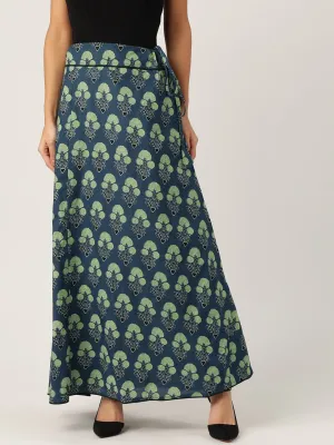 BLUE FLORAL PRINTED SKIRT