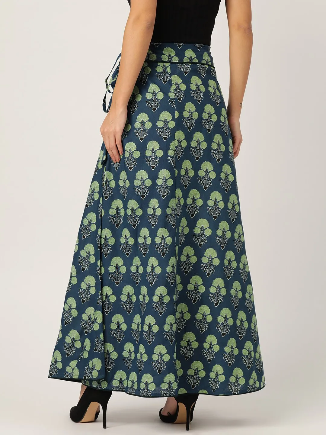 BLUE FLORAL PRINTED SKIRT