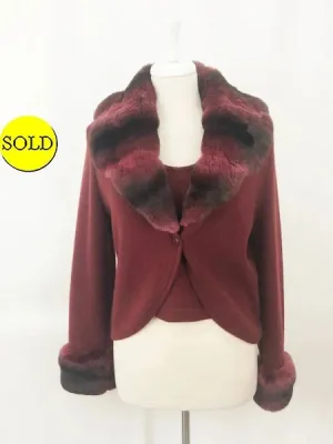 Buonuomo Fur Trim Cashmere Sweater Set Size M