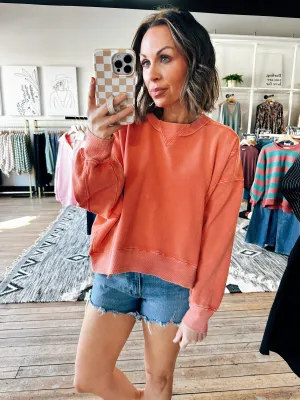 Burnt Orange Washed Terry Pullover