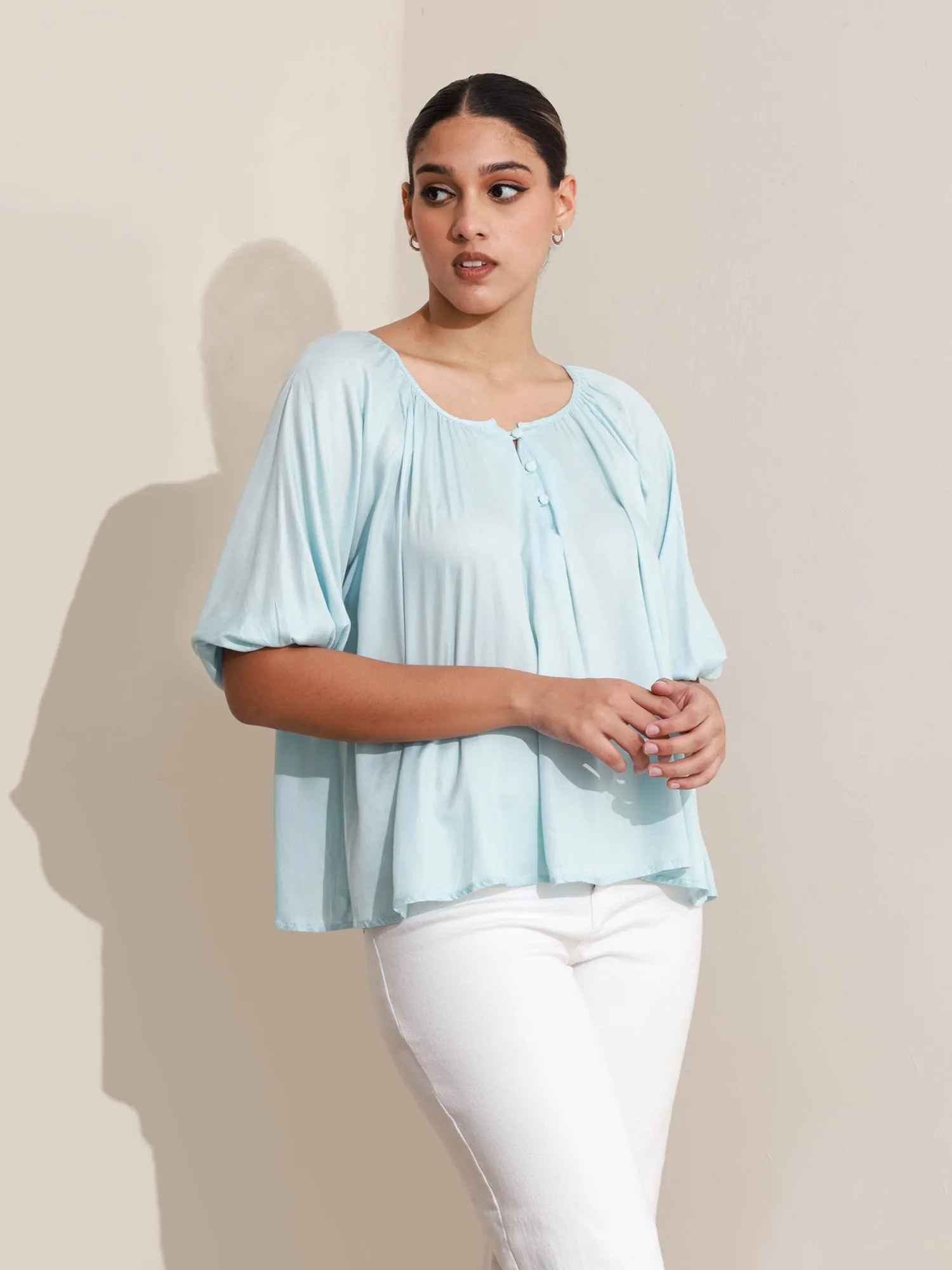 Button Down V-Neck  Top