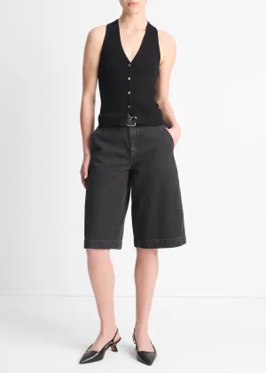 Button V Neck (Black)
