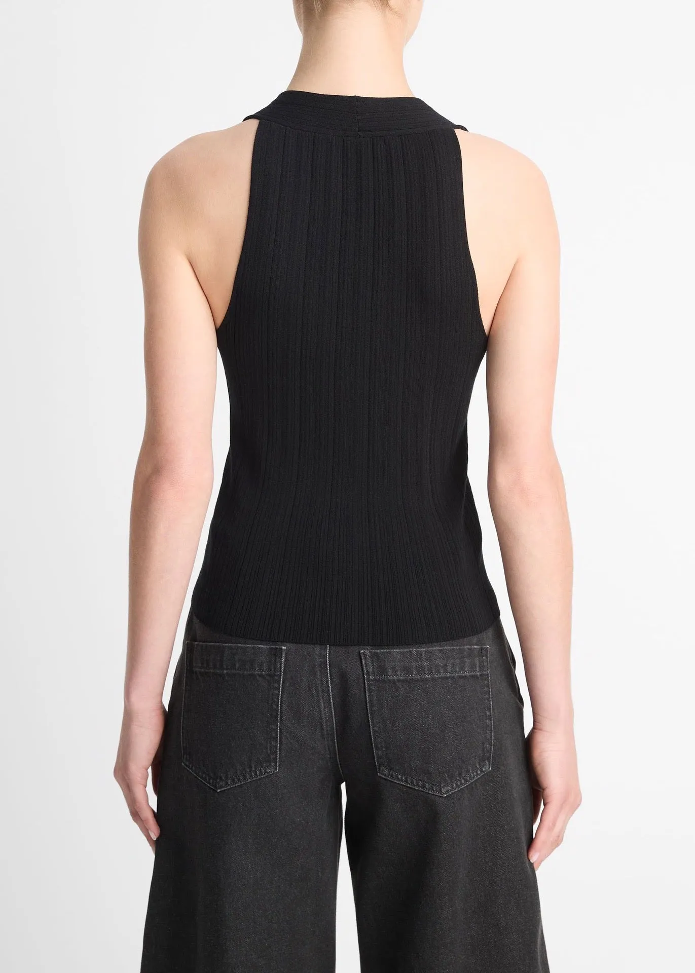 Button V Neck (Black)