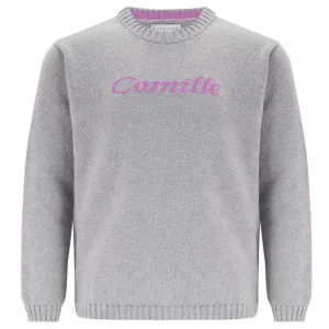 Camden Personalised Cashmere Sweater for Girls - London Grey & Pink