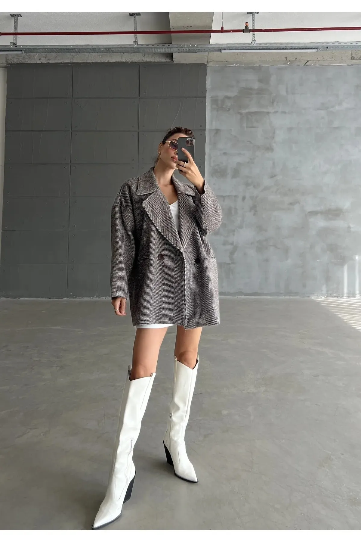 Cashmere Style Button Up Jacket – Classic Long Sleeve Coat with Double Pockets