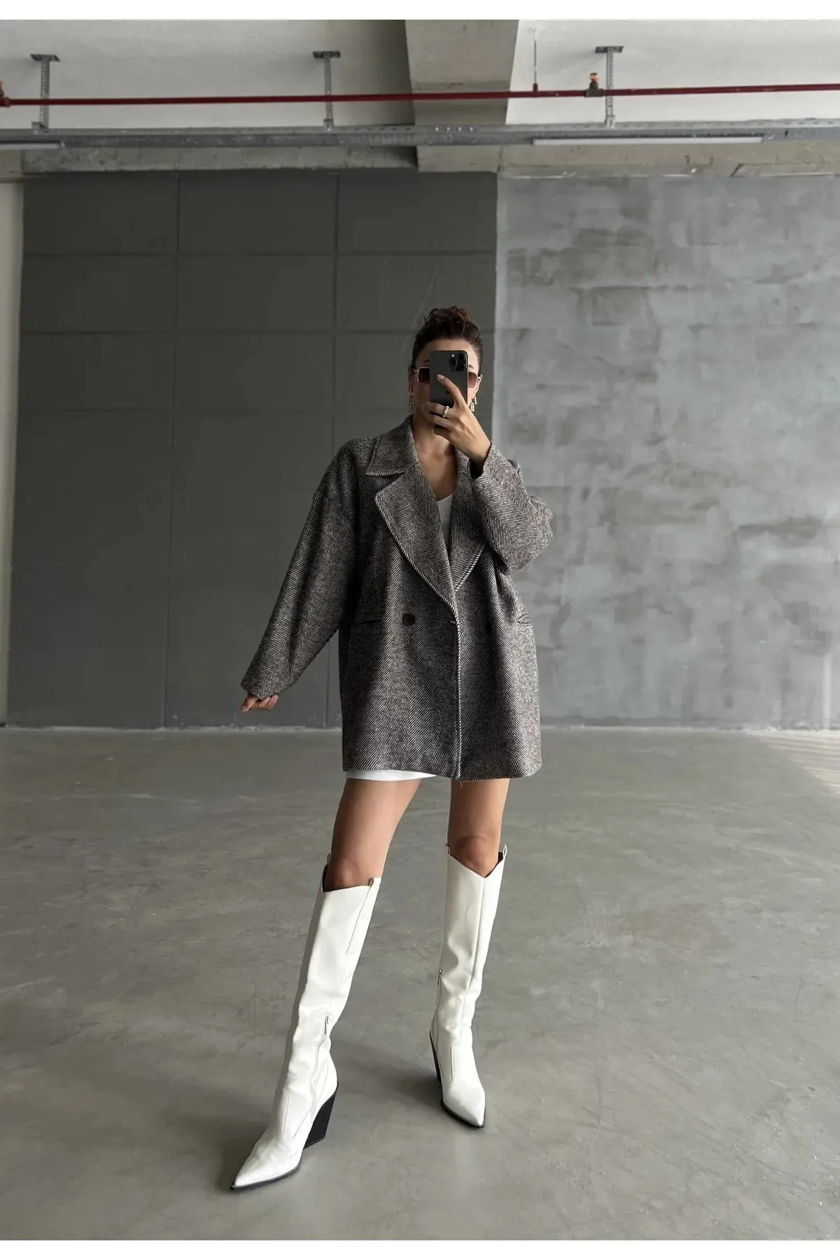 Cashmere Style Button Up Jacket – Classic Long Sleeve Coat with Double Pockets