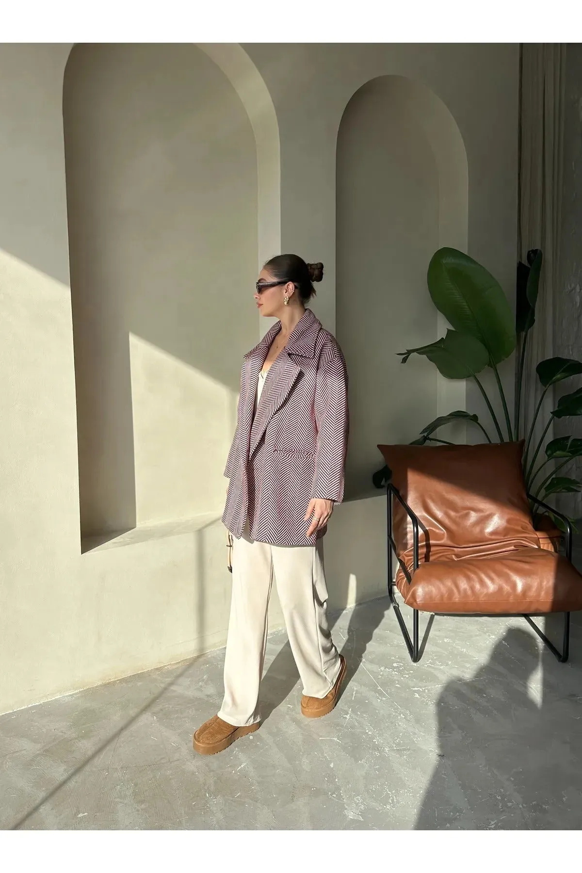 Cashmere Style Button Up Jacket – Classic Long Sleeve Coat with Double Pockets