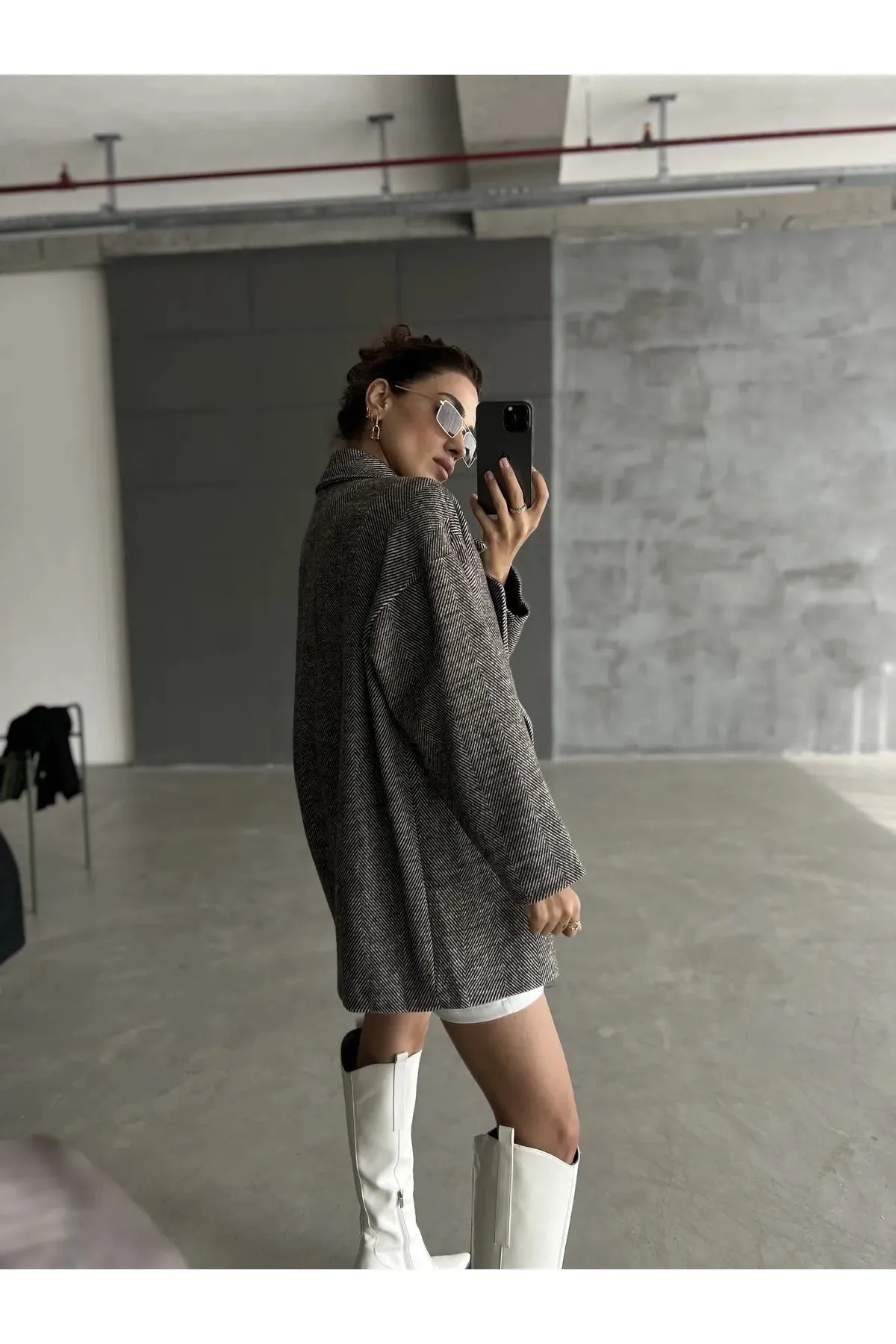 Cashmere Style Button Up Jacket – Classic Long Sleeve Coat with Double Pockets