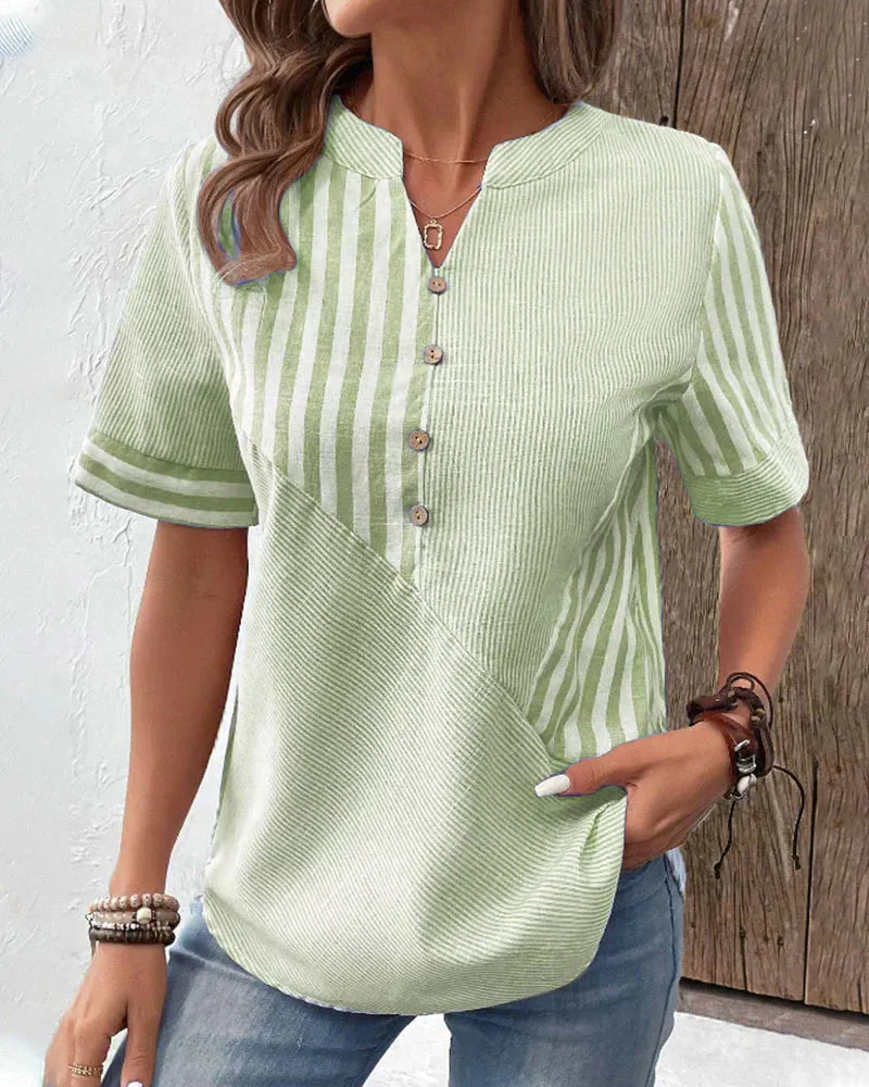 Chloe - Striped Linen Top