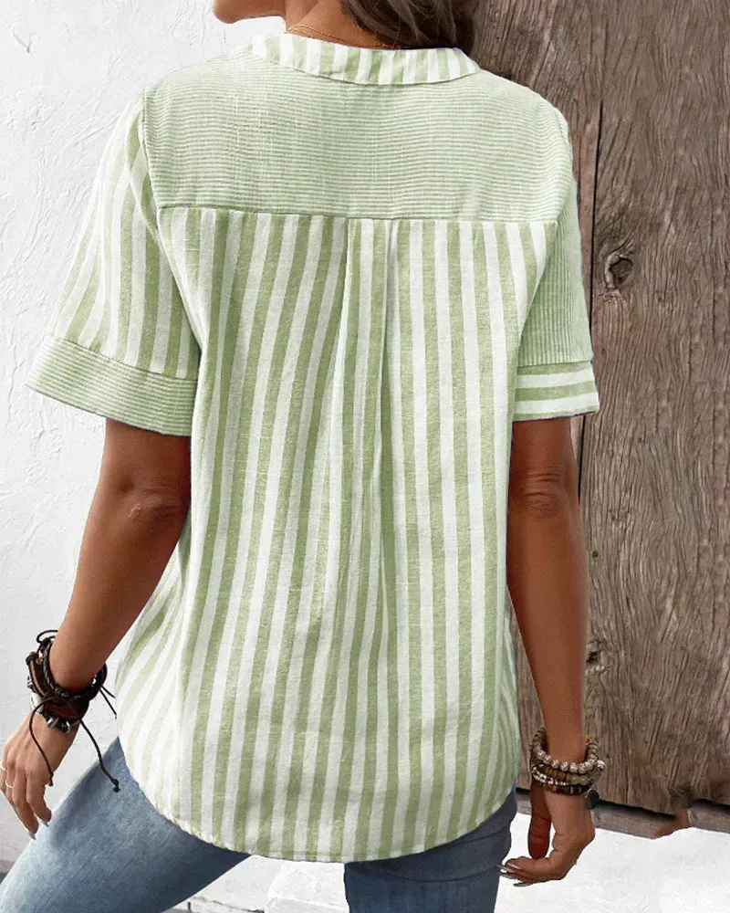 Chloe - Striped Linen Top