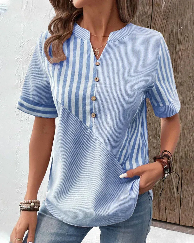 Chloe - Striped Linen Top