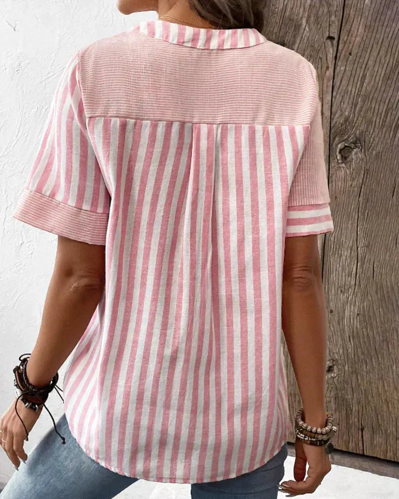Chloe - Striped Linen Top