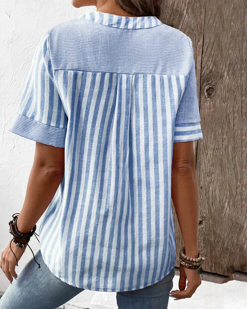 Chloe - Striped Linen Top