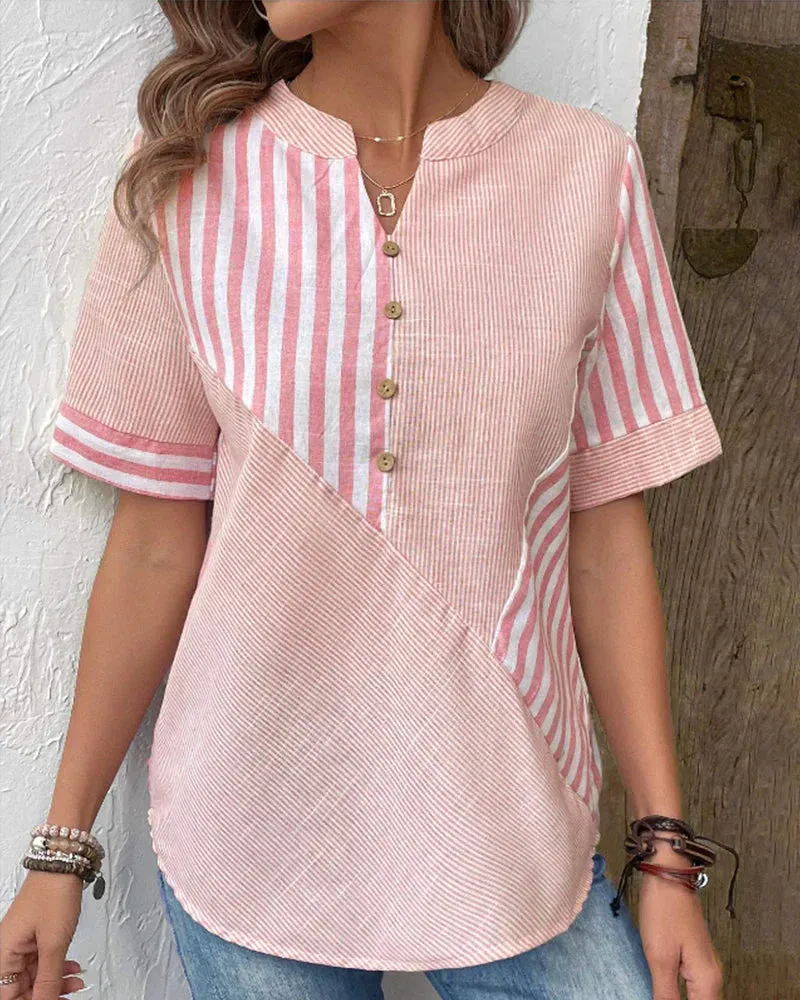 Chloe - Striped Linen Top