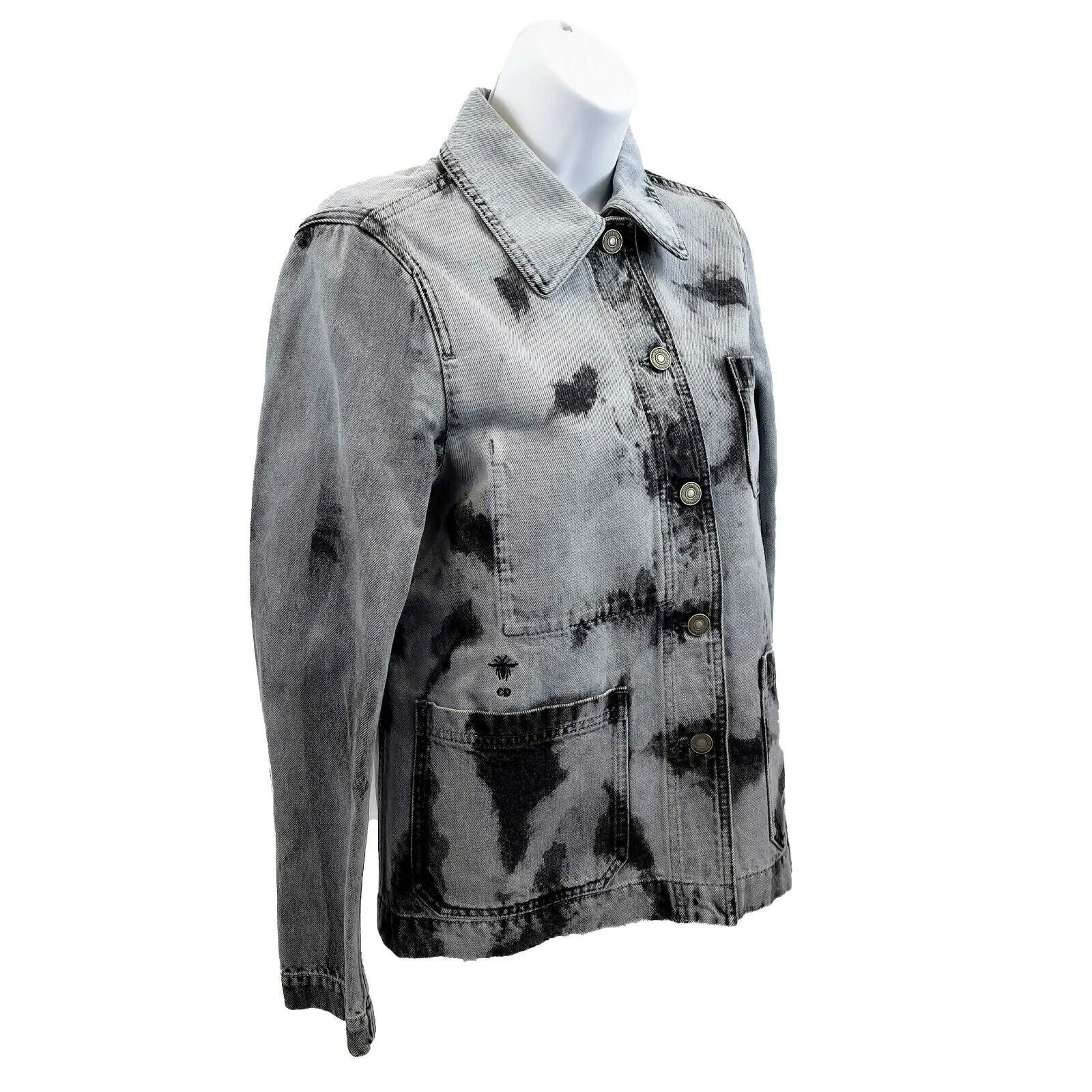 Christian Dior - SS 2020 Bleached Denim Jacket - Blue / Black - S 34 US 2 - NWT