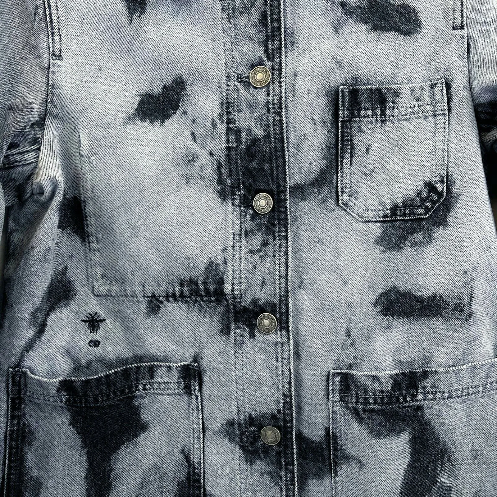 Christian Dior - SS 2020 Bleached Denim Jacket - Blue / Black - S 34 US 2 - NWT
